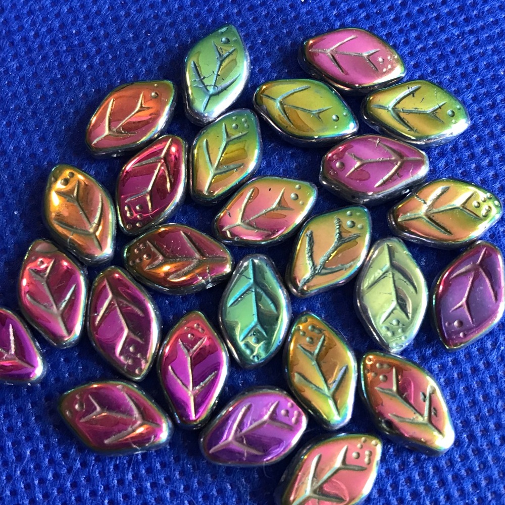 Czech glass leaves